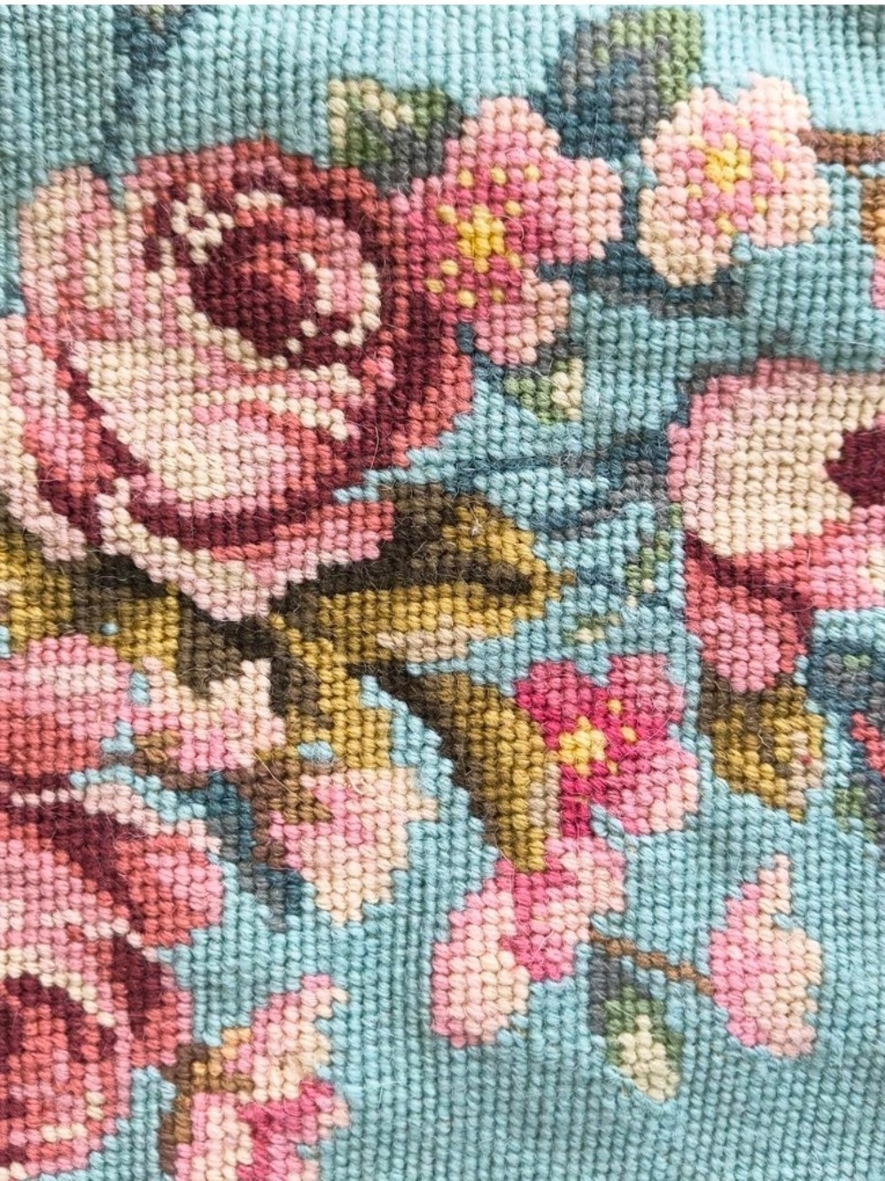 Floral Tapestry Shoulder Bag with Studded Leather Straps - Brown & Multicolor - Picture 3 of 8